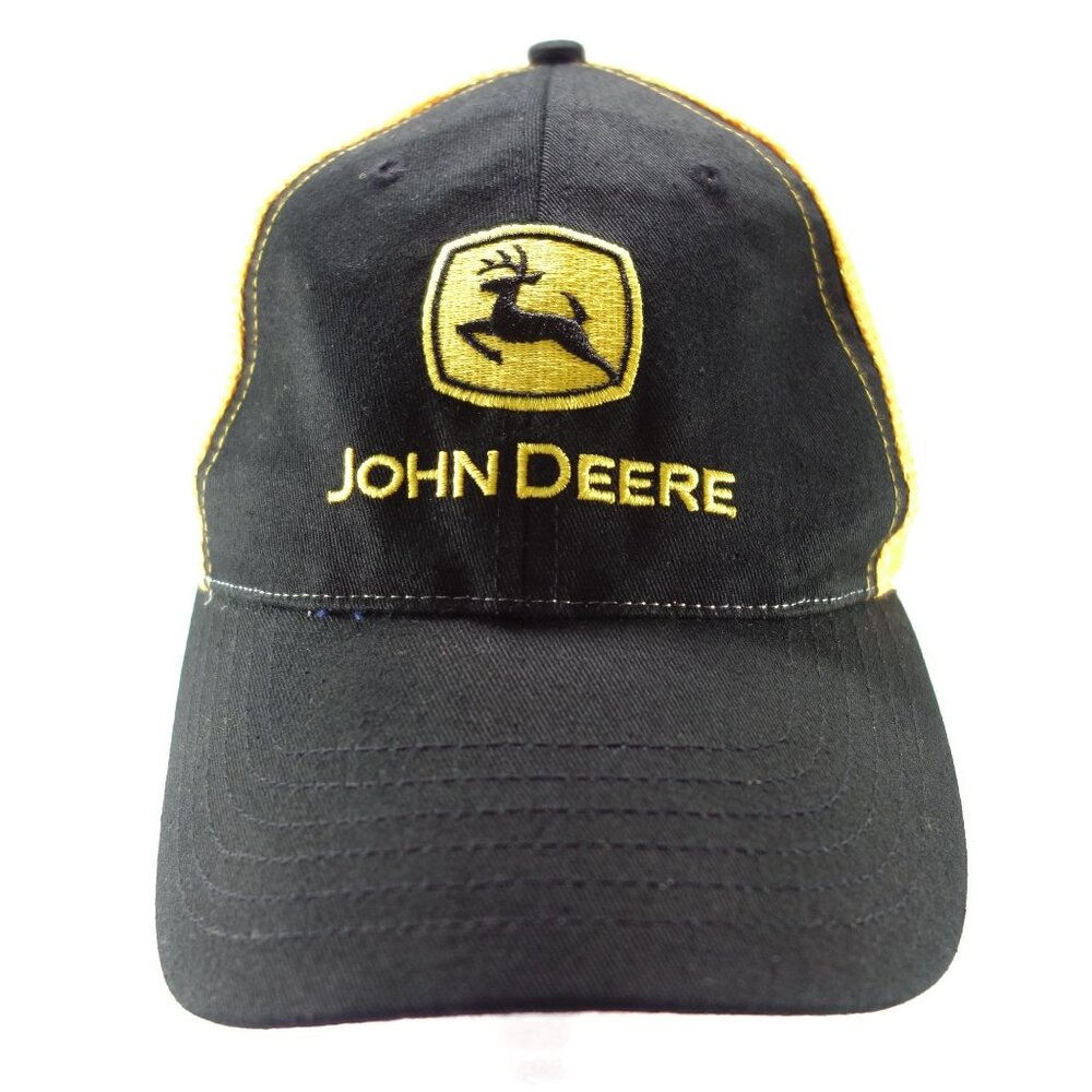 John Deere Black & Orange Embroidered Snapback Mesh Back Baseball‎ Hat Cap